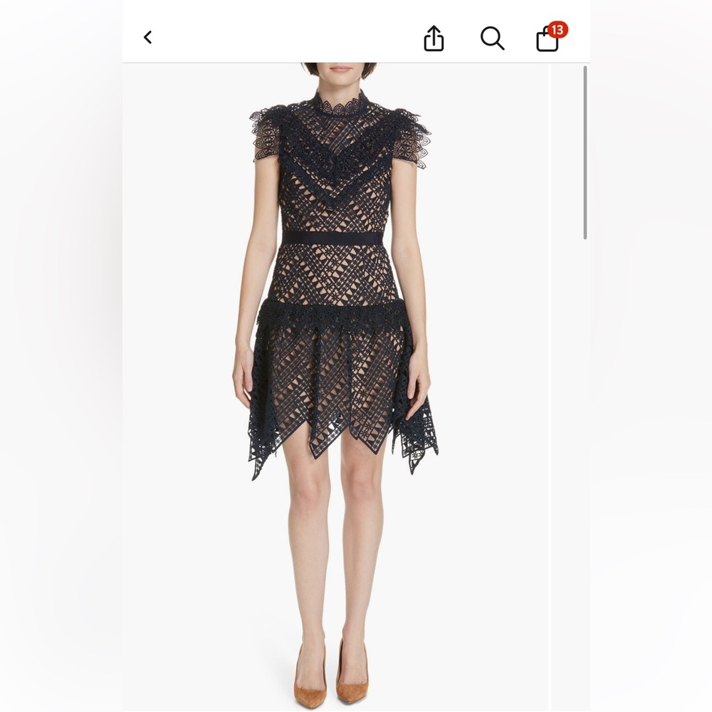 Self-Portrait Handkerchief Hem Lace Dress us 4 uk 8